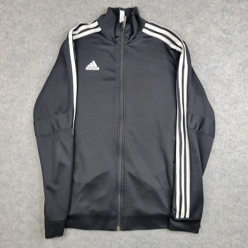 Adidas Jacket Womens‎ Large Black 3 Stripe Full Zip Track Athletic Soccer